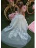 Ivory Lace Tulle Stunning Flower Girl Dress With Detachable Train